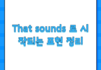 That sounds 로 시작되는 표현 정리