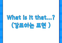 What is it that...? (강조하는 표현 )