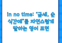in no time: “금세, 순식간에”를 자연스럽게 말하는 영어 표현