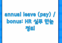 annual leave (pay) / bonus: HR 실무 한눈 정리