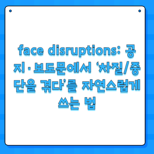 face disruptions: 공지·보도문에서 ‘차질/중단을 겪다’를 자연스럽게 쓰는 법
