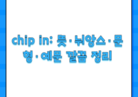 chip in: 뜻·뉘앙스·문형·예문 깔끔 정리