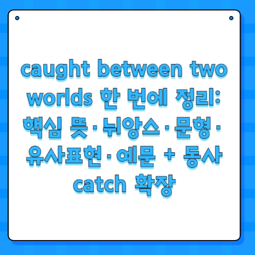 caught between two worlds 한 번에 정리: 핵심 뜻·뉘앙스·문형·유사표현·예문 + 동사 catch 확장