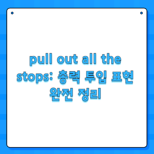 pull out all the stops: 총력 투입 표현 완전 정리