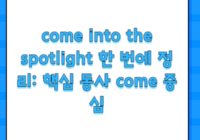 come into the spotlight 한 번에 정리: 핵심 동사 come 중심