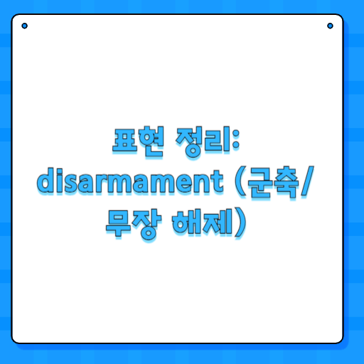 표현 정리: disarmament (군축/무장 해제)