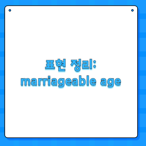 표현 정리: marriageable age
