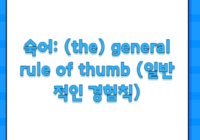 숙어: (the) general rule of thumb (일반적인 경험칙)