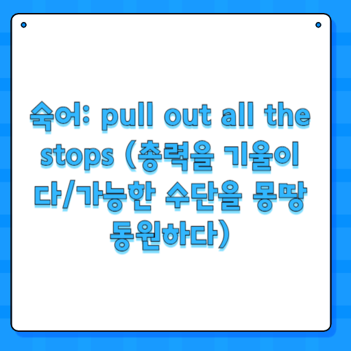 숙어: pull out all the stops (총력을 기울이다/가능한 수단을 몽땅 동원하다)