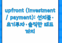 upfront (investment / payment): 선지불·초기투자·솔직한 태도까지