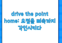 drive the point home: 요점을 뼈속까지 각인시키다